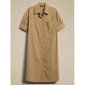Banana Republic Shirt Dress Womens S Tan Short Sleeve Career‎ Casual Classic